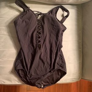Laced front one piece swimsuit